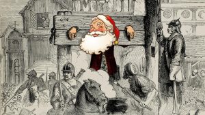 Santa in the stocks