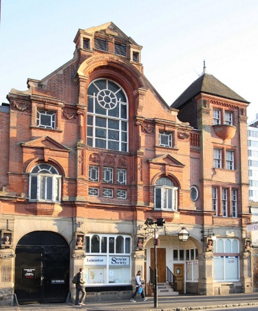 Leicester Secular Hall, 75 Humberstone Gate, Leicester — Victorian red-brick building, home of the Leicester Secular Society since 1881